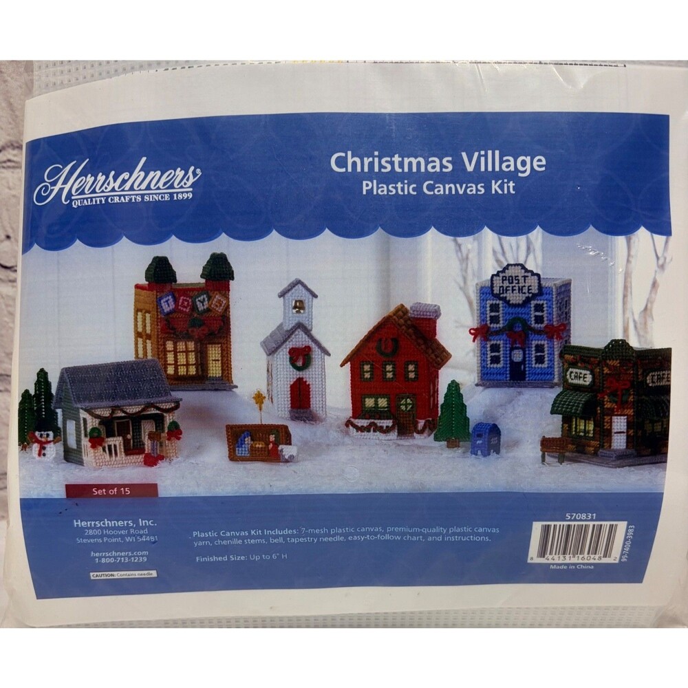 Herrschners Christmas village plastic canvas kit 570831